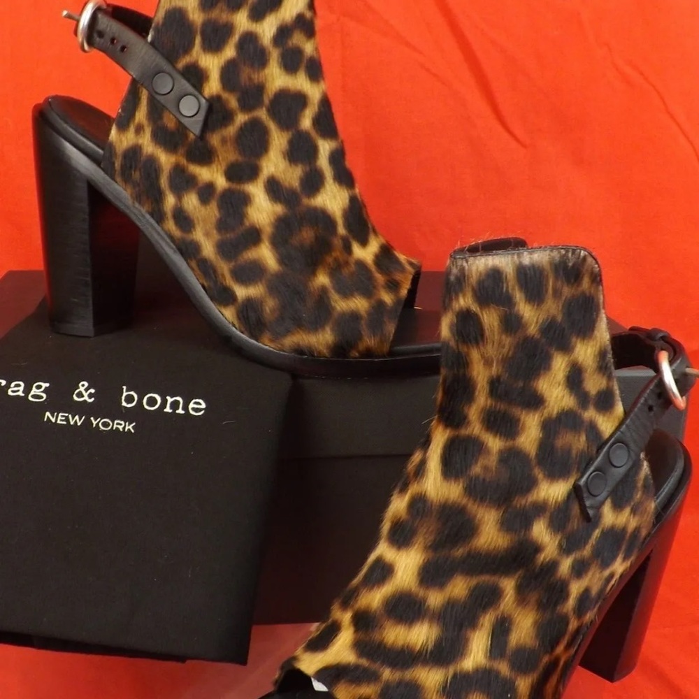 Rag & Bone Animal Print Wyatt Peep Toe Sling Back